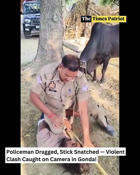 Policeman Dragged, Stick Snatched — Violent Clash Caught on Camera in Gonda!