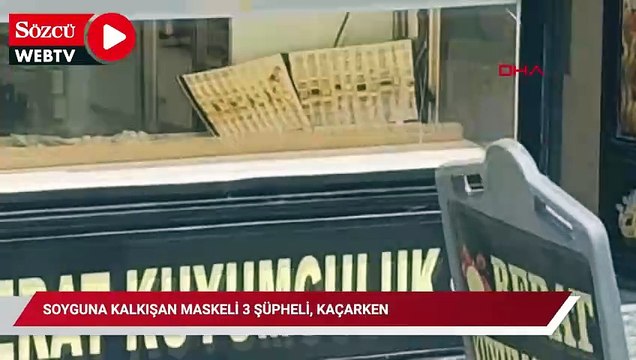 Kuyumcu dükkanında soyguna kalkışan maskeli 3 şüpheli, kaçarken silahlarını düşürdü