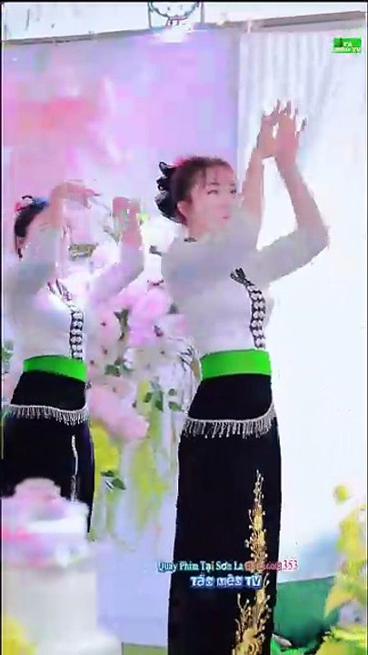 Black Thai girl's beautiful floral skirt and blouse