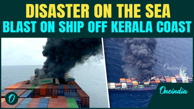 EXPLOSION On Singapore-Flagged Ship Near Kerala | 18 of 22 crew ABANDON Burning Ship | Rescue Ops On