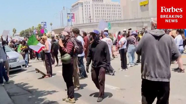 Anti-ICE Protesters Demonstrate In Los Angeles, CA, As National Guard Troops Guard Detention Center