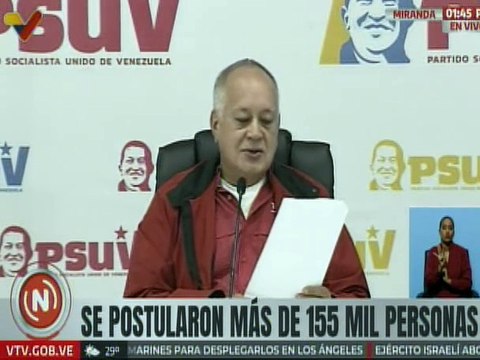 Secretario General del PSUV Diosdado Cabello expresó que hay 38.724 postulados a las alcaldías