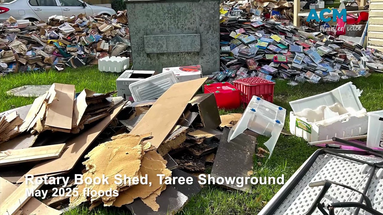 Rotary Book Shed lost 40,000 books, cds and dvds in the Taree floods in May 2025.