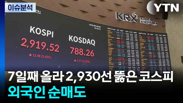 7일째 올라 2,930선 뚫은 코스피...외국인 순매도 / YTN