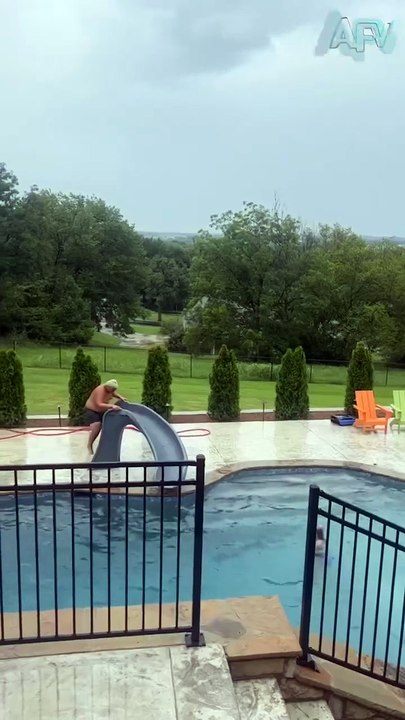 184. New trick unlocked! 🏊 #shorts #slide #pool #senior #humor #fail