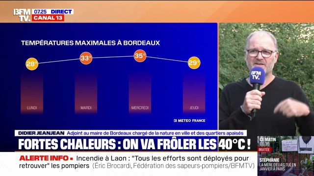 Fortes chaleurs: Un îlot de chaleur, ça peut être entre 8°C et 10°C supplémentaires , explique l'adjoint au maire de Bordeaux chargé de la nature en ville