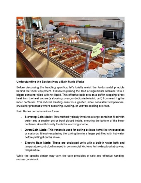 What are the Do's and Don'ts of Bain Marie Handling