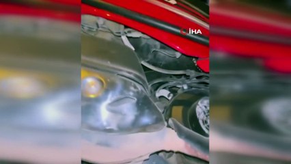 Motosikletin içine giren yılanı tek hamlede çıkardı