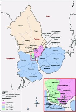 Map of Yangon Region. Peta Region Yangon. Yangon Region Map. Map of Region of Yangon. Region of Yangon Map. Carte de la région de Yangon. ရန်ကုန်တိုင်းဒေသကြီးမြေပုံ. Mapa da região de Yangon. Kaart van de regio Yangon. Mapa de la región de Yangón