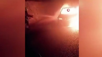 Kazdağları’nda Seyir Halindeki Araç Alev Aldı