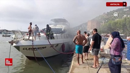 Alanya'da gezi teknesinde yangın çıktı