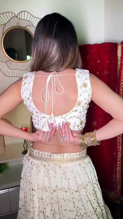 White Embroidered Floral Print Lehenga Choli for Modern Women