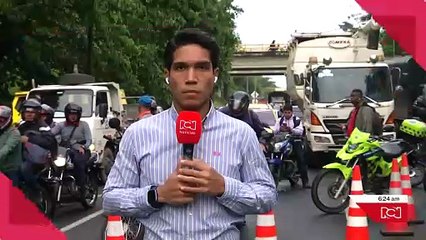 Cerrada la vía Cali- Palmira por la instalación de seis cilindros de gas en la carretera