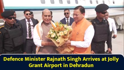 Defence Minister Rajnath Singh Arrives at Jolly Grant Airport in Dehradun