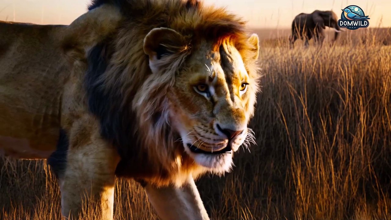 The lion made an attempt on the elephant calf, but the protective parents wouldn't let it happen