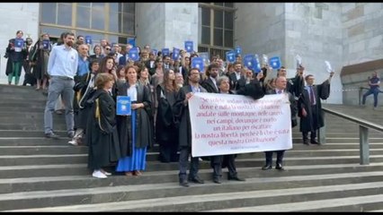 Protesta dei magistrati al Tribunale di Milano contro riforma Nordio
