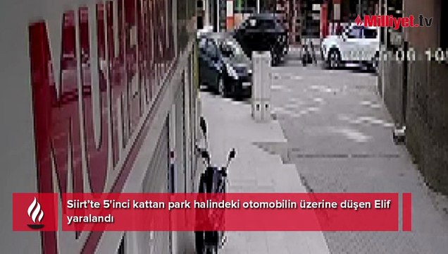 5'inci kattan otomobilin üzerine düştü! O anlar anbean kaydedildi