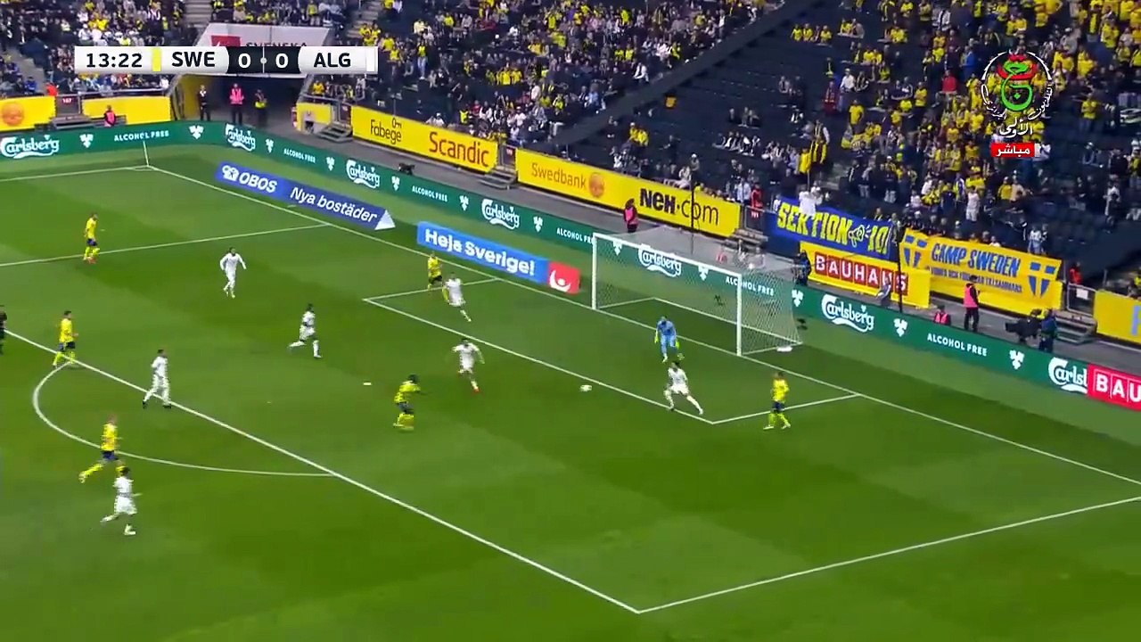 ملخص مباراة  الجزائر والسويد 3-4 - اهداف الجزائر والسويد اليوم - السويد