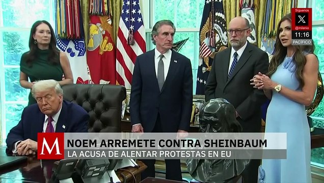 Kristi Noem acusa a Claudia Sheinbaum de incitar protestas violentas en Los Ángeles