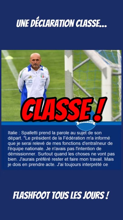 🚨 Italie : Spalletti quitte son poste avec classe et respect pour son pays