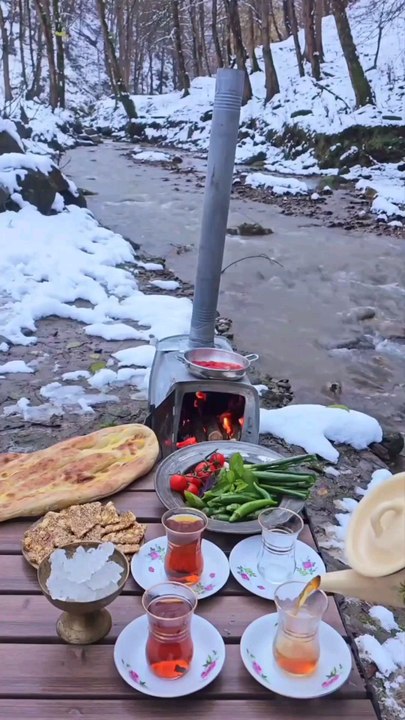 Snowy Camping by the River with Hot Tea, Fresh Food, Bonfire, and Peaceful Resort Vibes.#short#shorts#shortvideo#reelit #reelfacebook #viral#trending#resort#room#home#house#bedroomoasis#lounge#courtyard#terrace#raining#cozy#tourism