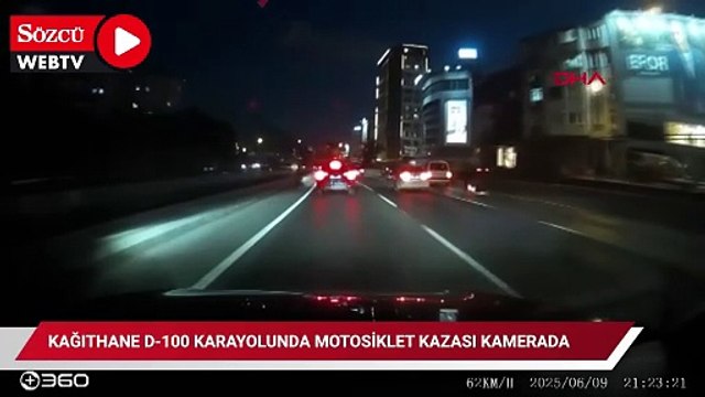 Kağıthane D-100 Karayolunda motosiklet kazası kamerada
