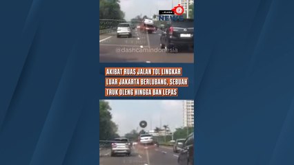 Akibat Ruas Jalan Tol Lingkar Luar Jakarta Berlubang, Sebuah Truk Oleng Hingga Ban Lepas