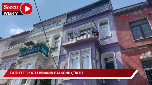 Fatih'te 3 katlı binanın balkonu çöktü