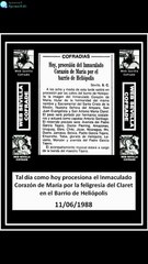 Tal día como hoy procesiona el Inmaculado Corazón de María por la feligresía del Claret en el Barrio de Heliópolis en 1988