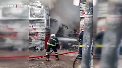 Hurda deposundaki yangın korkuttu