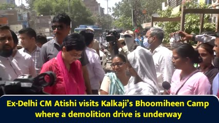 Ex-Delhi CM Atishi visits Kalkaji’s Bhoomiheen Camp where a demolition drive is underway
