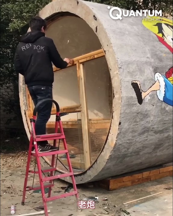 Quantum Tech HD - Converting a Concrete Pipe Into an Amazing Cabin Home