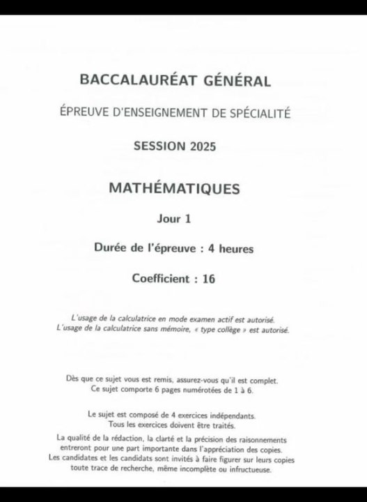 Sujet Bac de Maths Asie Jour 1 2025 tombé le 11/06/25#bac #bac2025