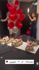 احتفال نارين بيوتي وزوجها بتخطيها حاجز الـ 16 مليون متابع