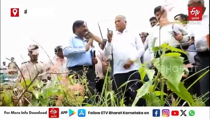 ತುಮಕೂರು: ಹೇಮಾವತಿ ಎಕ್ಸ್​ಪ್ರೆಸ್​ ಲಿಂಕ್ ಕೆನಾಲ್ ಕಾಮಗಾರಿ ಸ್ಥಳಕ್ಕೆ ಕೇಂದ್ರ ಸಚಿವ ಸೋಮಣ್ಣ ಭೇಟಿ