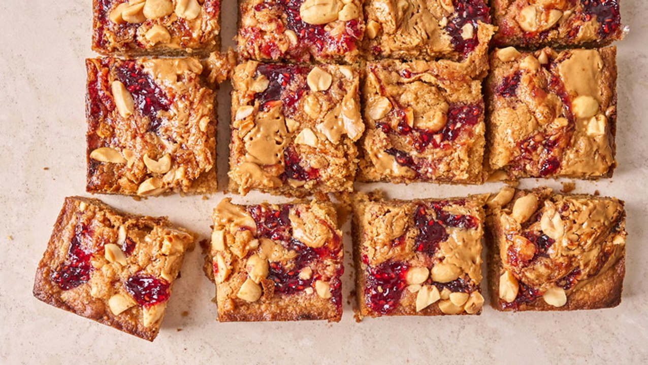 How to Make PB&J Blondies with Raspberry Swirl