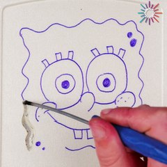 ASMR SpongeBob heat drawing on styrofoam! 🧽🌟