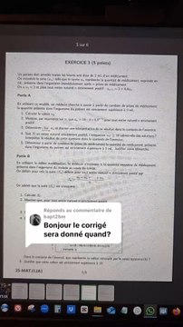Correction du Sujet Bac de Maths Asie Jour 1 2025 tombé le 11/06/25.Exercice 3 sur les suites.Avec du calcul de limite, du python, une formule de sommation et des inéquations.#bac #bac2025 #corrige #correction #suite #limite #spemaths
