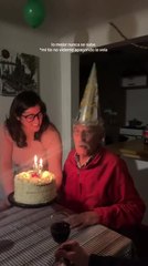Elderly Man Struggles To Extinguish Candle Flame
