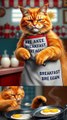Cat Makes a Big American Breakfast