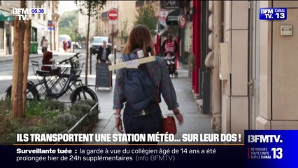 Ces volontaires transportent une station météo sur leur dos dans le cadre d'une étude pour mieux comprendre les Îlots de chaleur urbains