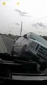 Van Hits Tow Truck—Launches Into the Air Like a Movie Stunt