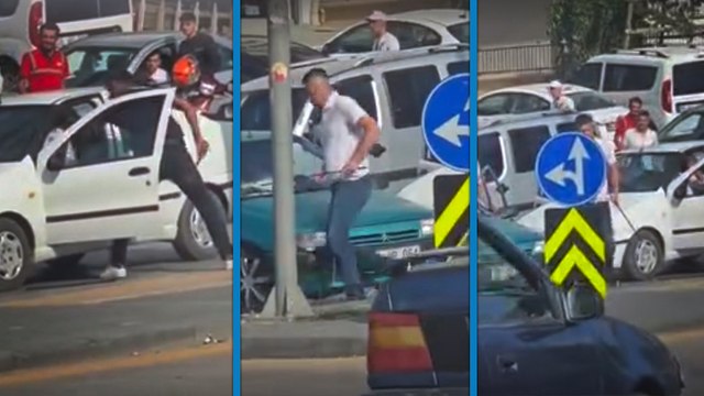 Ankara’da trafikte önünü kestikleri sürücüye bıçak ve kılıçlı saldırı kamerada