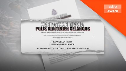 Polis siasat kes pelajar Tingkatan Tiga terjatuh dari asrama di Sabak Bernam