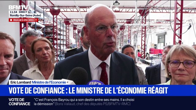 Vote de confiance: Chaque famille politique se déterminera en conscience , affirme Éric Lombard, ministre de l'Économie