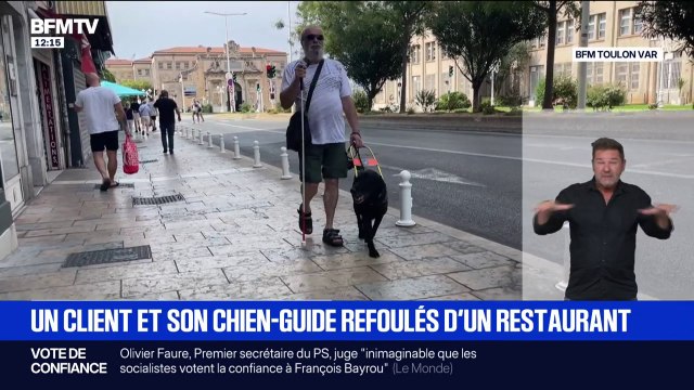 Un homme déficient visuel accompagné de son chien guide refoulés d'un restaurant