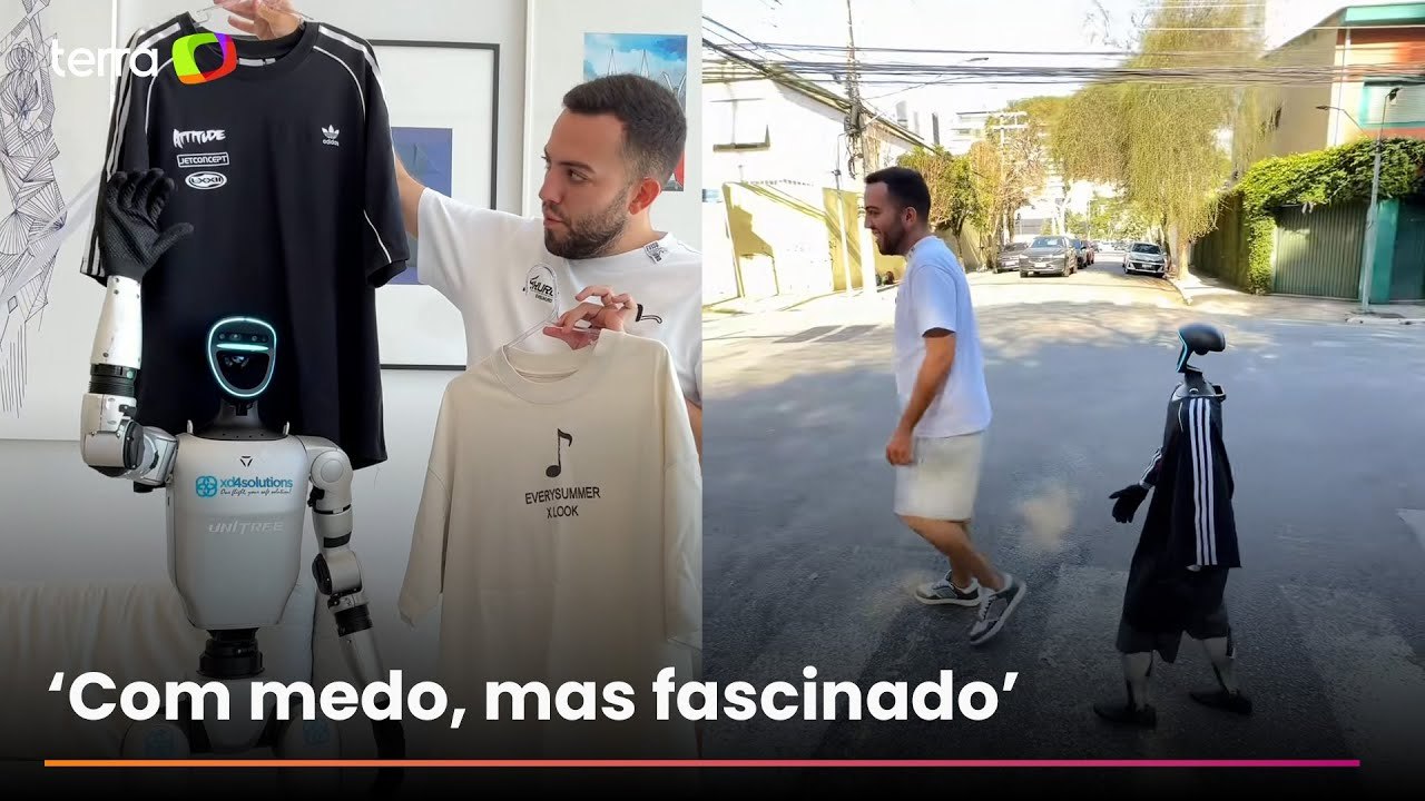 Influenciador viraliza ao levar robô humanoide de R$ 230 mil para passear na rua