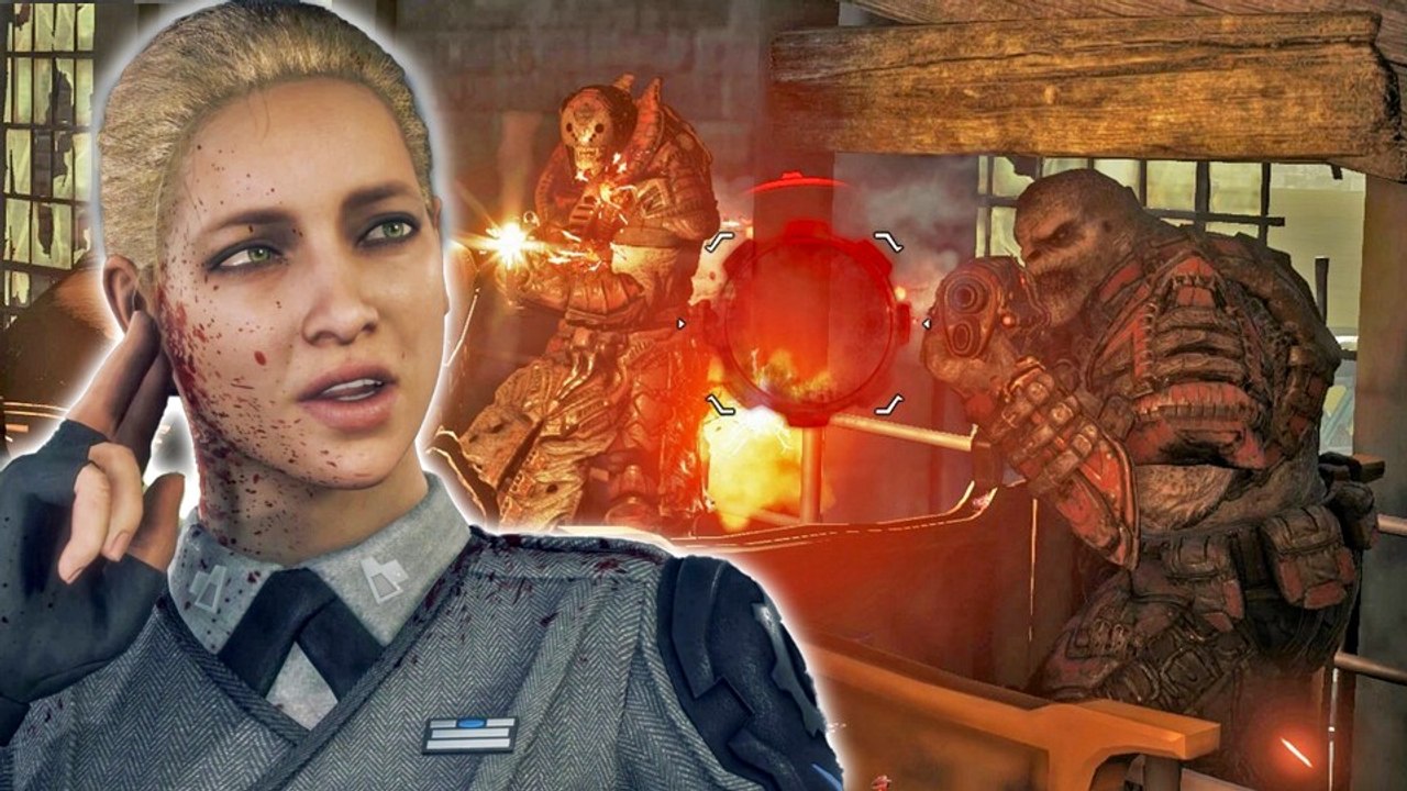 Der Anfang von Gears of War: Reloaded protzt mit breiten Schultern und großen Knarren