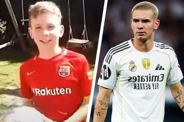 El 'Mastantuono youtuber' con la camiseta de Messi del FC Barcelona