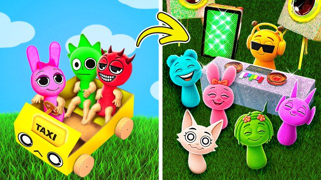 DIY Sprunki Party Pool! 🏖️🎉 Crazy Fun Attractions & Cool Cardboard Crafts IRL!🔥